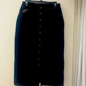 Vintage Caroline Little black denim midi skirt size M